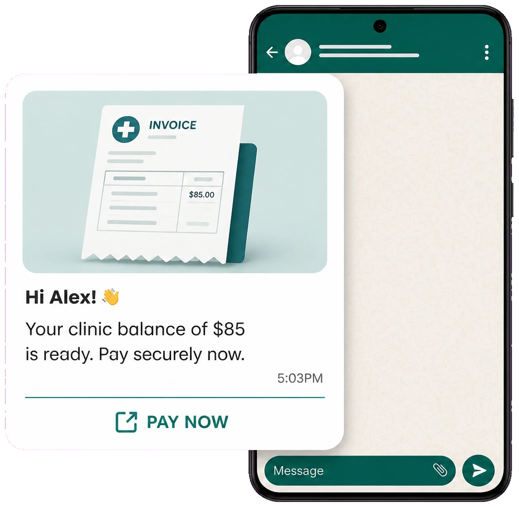Clinic billing and payments on WhatsApp