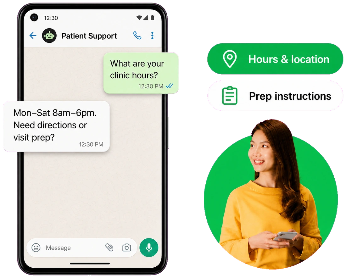 Clinic patient FAQ on WhatsApp