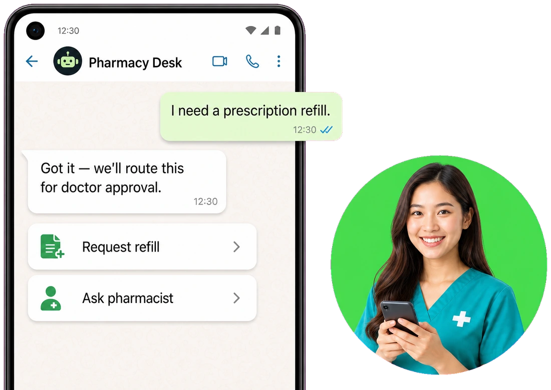 Clinic prescription refill on WhatsApp