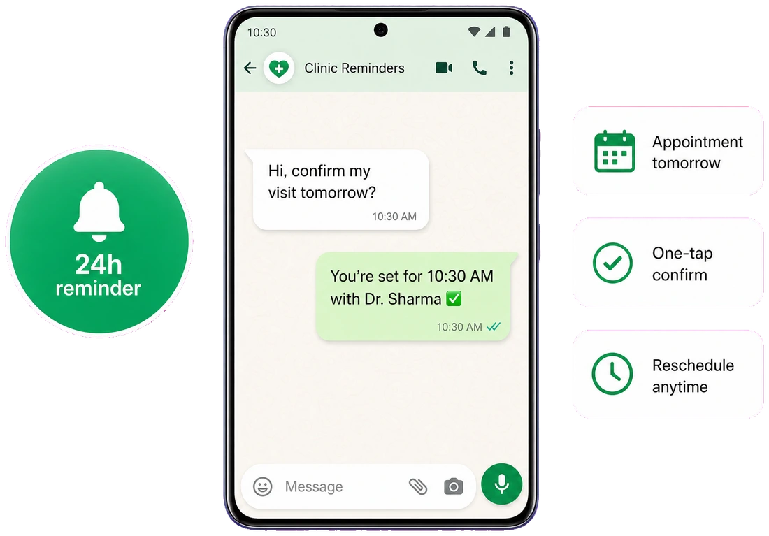 Clinic appointment reminders on WhatsApp