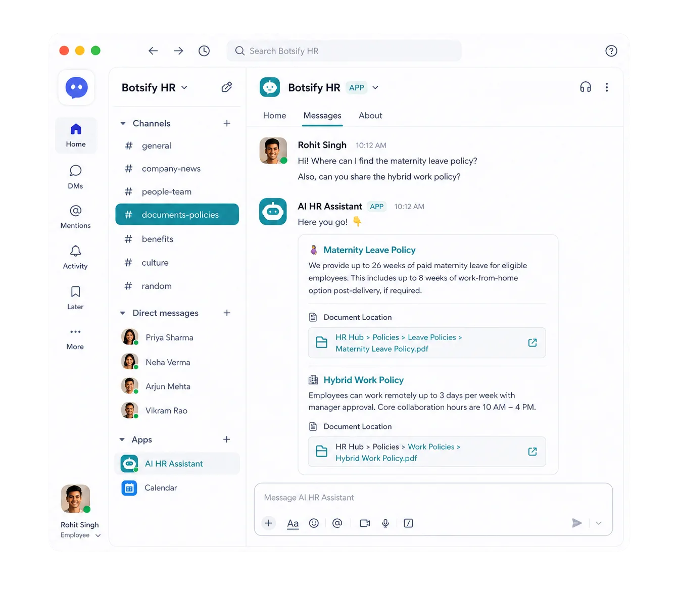 HR documents AI conversation graphic