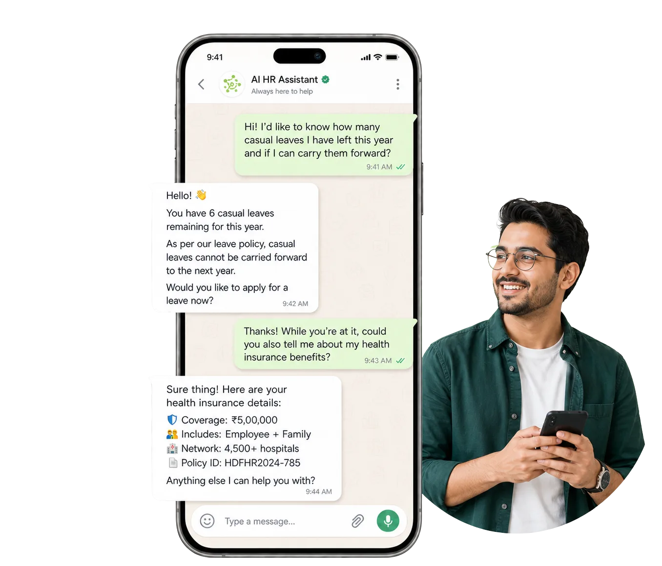 Helpdesk AI HR conversation graphic