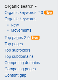 Organic keywords feature