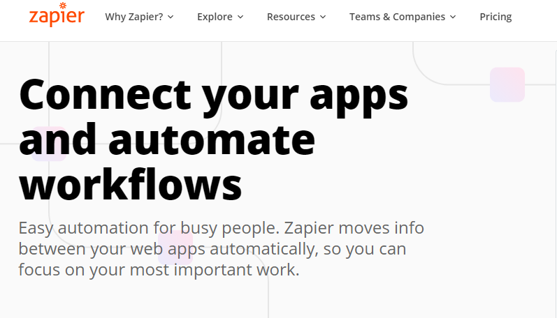 screenshot of zapier