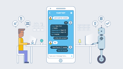 Human booking flight with chatbot