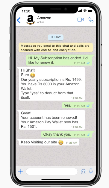 Amazon whatsapp chatbot