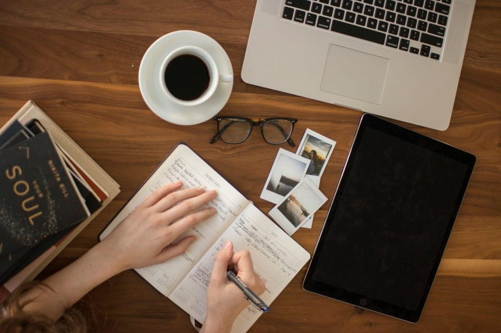 writing notes on table