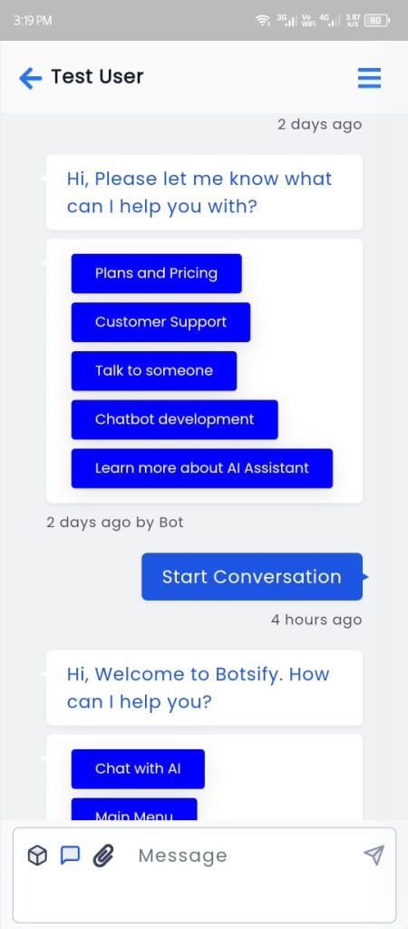 botsify mobile app live chat