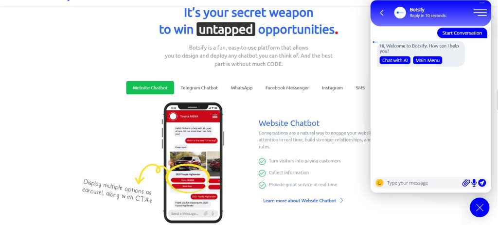 botsify website chatbots