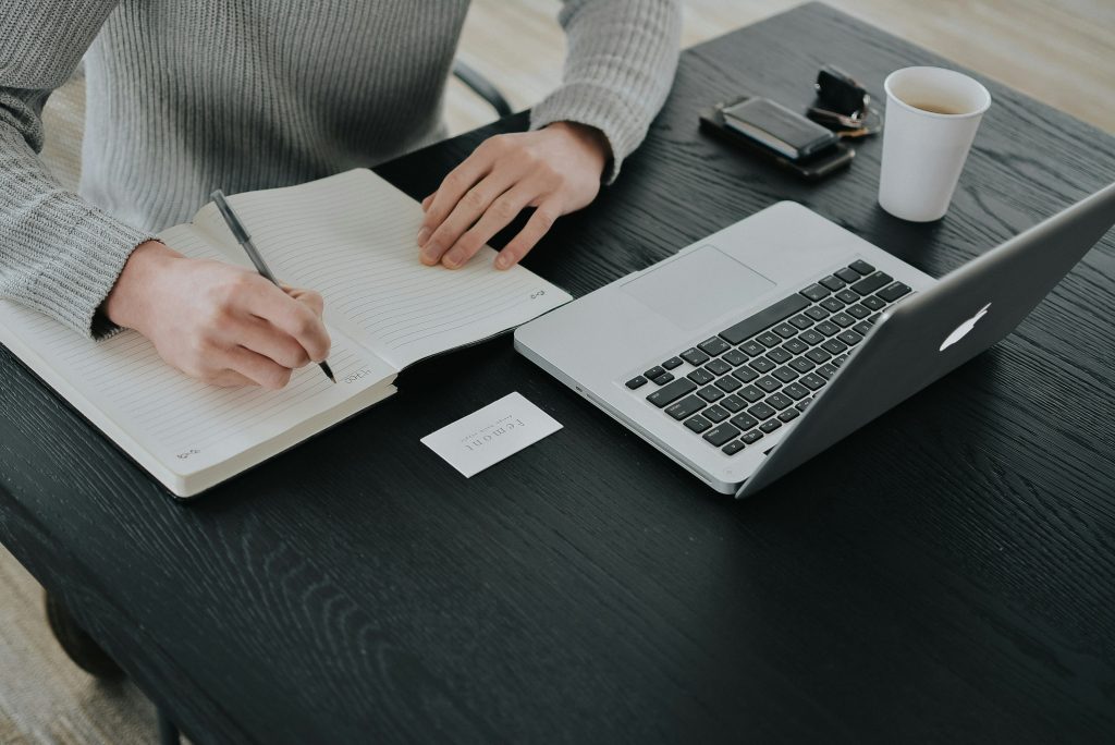 A person taking notes