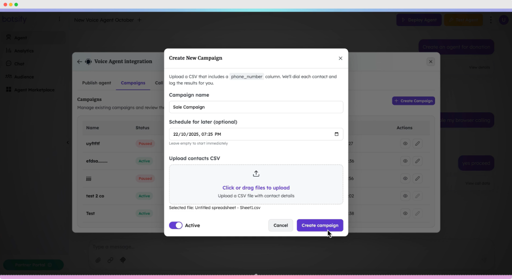 add sales campaign details