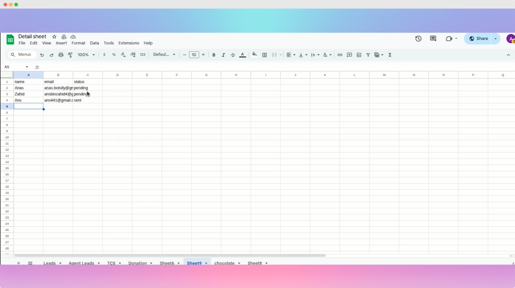 excel sheet