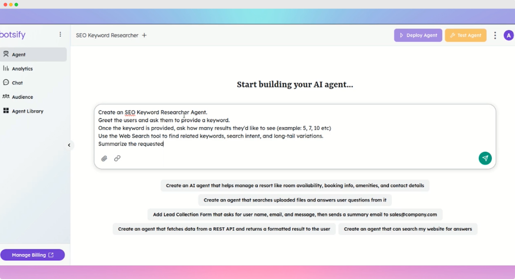 prompt for keyword research ai agent