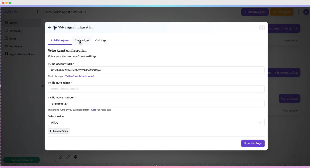 twilio configuration