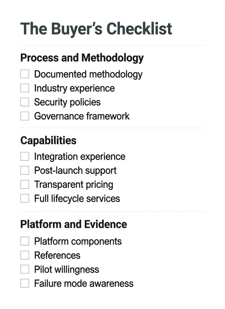buyer checklist for ai agent development company